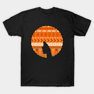 Afro Hair Woman with African Pattern, Black History T-Shirt